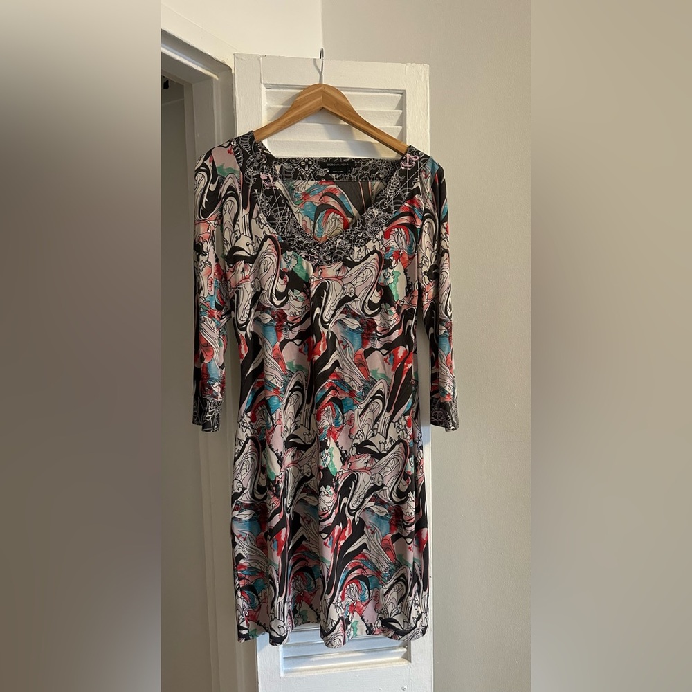 BCBGMaxAzria Swirl Print Long Sleeve Dress